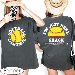 Softball Sister Shirt, I&#39;m Just Here for the Snacks Baseball Sister Shirt, Baseball Season Tees, Baseball Sister Gift, Game Day Gift for Her