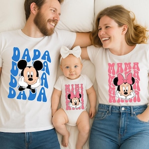 Family Matching Disney Shirts, Mama Mini and Dada Shirt, Disneyland Mom Dad Daughter Son Trip Shirt, Mickey and Minnie Disney Vacation Tee