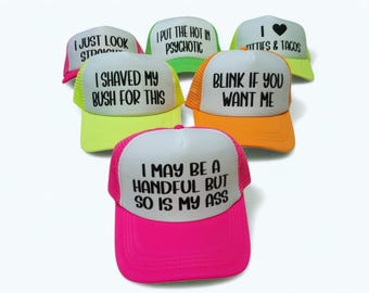 Gorra de camionero divertida de neón – Sombreros atrevidos para despedidas de soltera – Fiesta en la piscina – Regalo de broma
