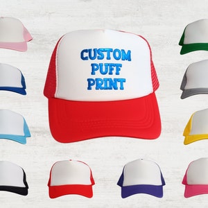 Custom 3D Puff Foam Trucker Hat — Metallic Foil Mesh Hat for Women or men— Funny Personalized Puff Print Cap with fully adjustable snapback