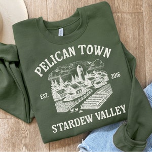 Pelican Town Sweatshirt, Stardew Valley Inspired Sweater, Cozy Gamer Sweatshirt, Cozy Gamer Hoodie, Gift for Stardew Valley Fans