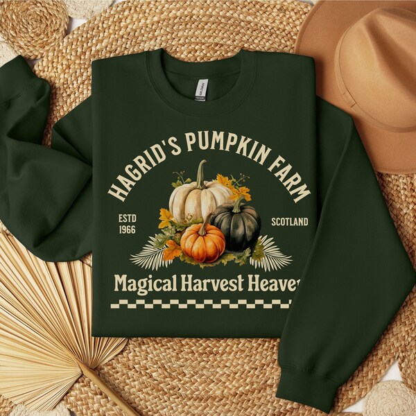 Pull ferme citrouilles de Hagrid, sweat automne, pull sorcier, pull d'Halloween, pull du monde sorcier inspiré de HP, pull sorcier