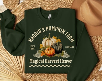 Pull ferme citrouilles de Hagrid, sweat automne, pull sorcier, pull d'Halloween, pull du monde sorcier inspiré de HP, pull sorcier