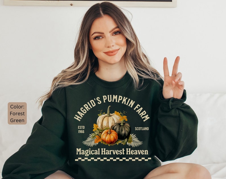 Pull ferme citrouilles de Hagrid, sweat automne, pull sorcier, pull d'Halloween, pull du monde sorcier inspiré de HP, pull sorcier image 3