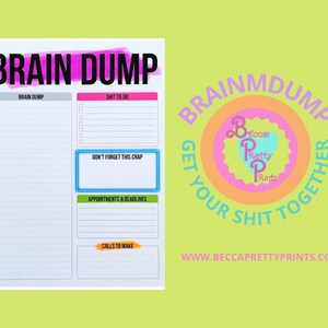 Minimalist Neon Brain Dump Printable: Productivity Template (Digital Download)