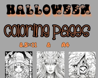 Spooky Halloween Adult Coloring Pages | 20 Detailed Designs (Digital Download)