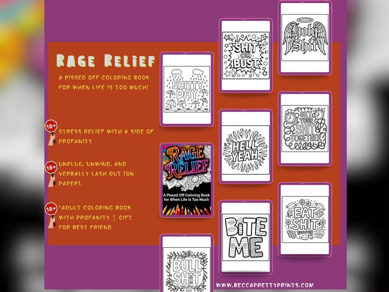 Office Rage Colouring In Rage Relief Coloring Book | Swear Word Pages, Stress Relief PDF - Etsy