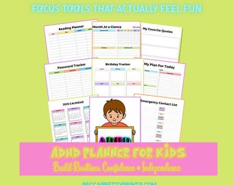 ADHD Planner for Kids, Routine Chart, Behavior Tracker (Printable Download)