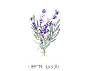 Tarjeta floral morada del día de la madre