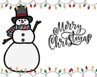 Digital Merry Christmas  Snow Man card-
