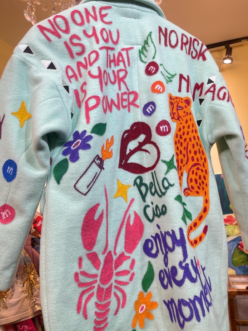 Hand-Painted Art Coat • Luxury Wearable Statement Jacket image 9