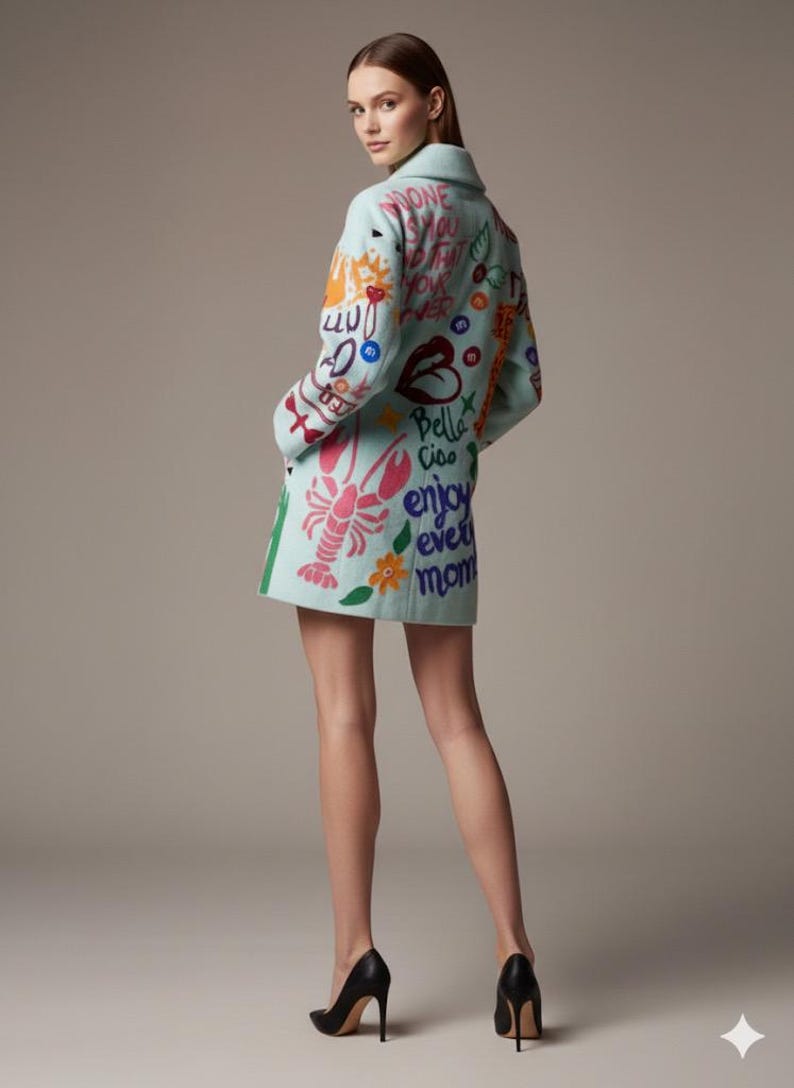 Hand-Painted Art Coat • Luxury Wearable Statement Jacket image 5