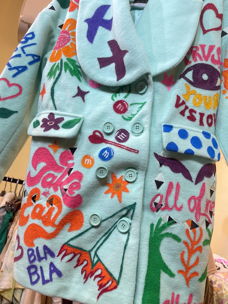 Hand-Painted Art Coat • Luxury Wearable Statement Jacket image 7