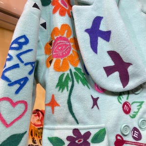Hand-Painted Art Coat • Luxury Wearable Statement Jacket image 6