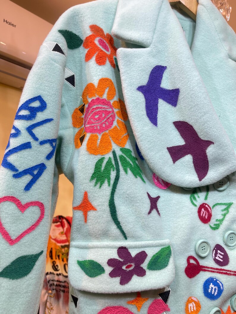 Hand-Painted Art Coat • Luxury Wearable Statement Jacket image 6