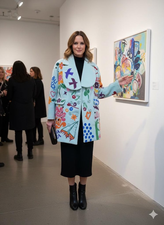 Hand-Painted Art Coat • Luxury Wearable Statement Jacket