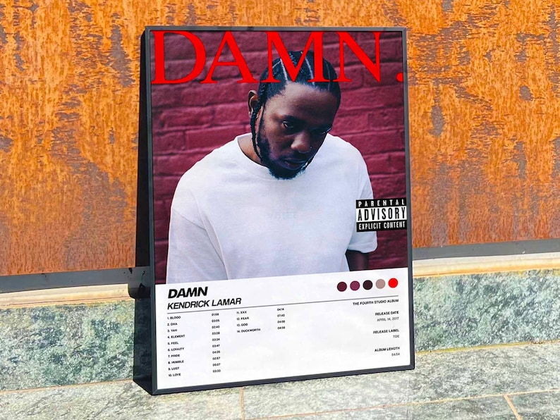 Kendrick Lamar damn Album Cover Poster, Tracklist Poster 6 Etsy
