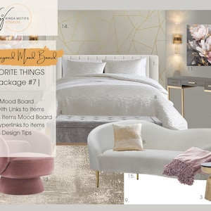 Forfait Mes objets préférés #7 | Liste d'achats prédéfinie pour le moodboard | Conception électronique | Tableau d'ambiance | Chambre principale | Meubles de chambre à coucher de luxe