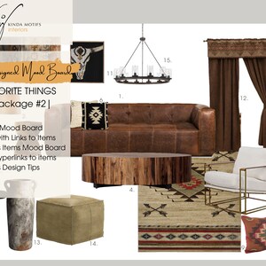 Paquete n.° 2 de Mis cosas favoritas / Lista de compras prediseñada con tablero de ideas / Diseño electrónico / Tablero de ideas / Diseño de muebles para sala de estar estilo suroeste