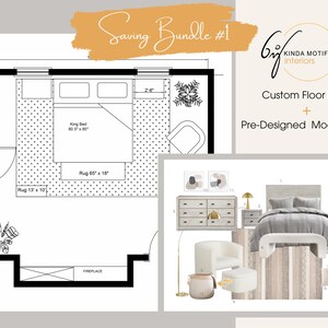 Bedroom Floor Plan | Saving Bundle #1 | Pre-designed Mood Board | e-Design | Virtual Design Shopping List | Mood Board | Bedroom Design