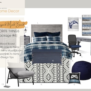 My Favorite Things Package #4 | Pre-designed Mood Board | e-Design | Virtual Design Shopping List | Mood Board | Bedroom Furniture Design