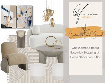 Custom Interior Design Mood Board: Living Room Styling (E-Design)