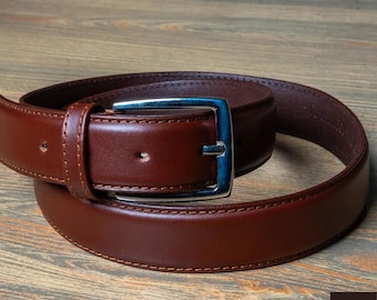Brown Leather Belt, Full Grain Leather the Top Layer, Classic
