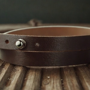 Handcrafted Brown Leather Bracelet, Genuine Leather Wrap Bracelet, Adjustable Unisex Minimalist Jewelry, Perfect Gift for Husband