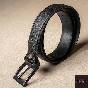 Handmade Full-Grain Leather Belt, Snake Skin Pattern, Executive belt,