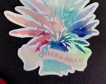 Queer holographic Sticker, homemade Glossy lavender Sticker for Pride Month, LGBTQ+ Celebration Gift
