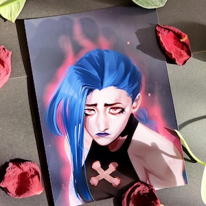 Stampa artistica Jinx / Merchandising League of Legends / Carta lucida spessa 250 gsm / Fanart della seconda stagione di Arcane / Illustrazione di Powder /