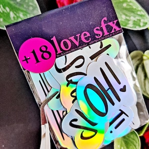 Paquete de pegatinas holográficas NSFW / +10 exclamaciones de cómics / Mes del Orgullo / Regalo LGBTQ+ / Pegatinas para adultos / Sexy / Amante del Yaoi fujoshi