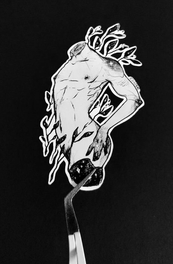 Handmade Non-Binary Sticker - dark aesthetic - Glossy waterproof and tearproof vinyl - Unique Gender-Inclusive Art - Pride celebration