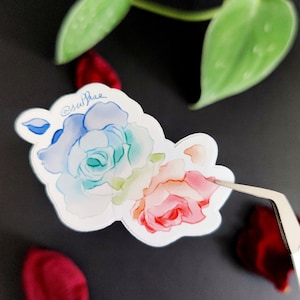 Sticker rose coloré - papier glacé holographique - Sticker Fierté pour ordinateurs portables, cahiers, agenda - accessoire LGBTQ+ Pride
