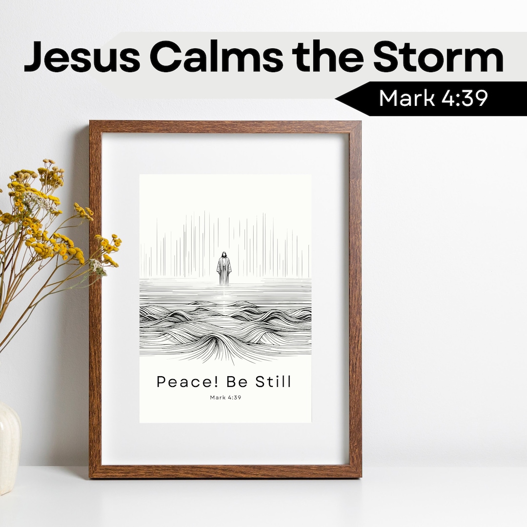Jesus Calms Storm Bible Art Peace Be Still Jesus Etsy