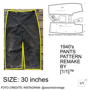 1940&#39;s pants pattern for 30 inches waist-length
