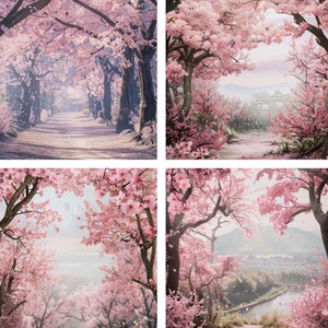 Cherry blossom Sakura DIGITAL backdrop, wedding floral background, maternity backdrop mockup, photo editing template, studio portrait