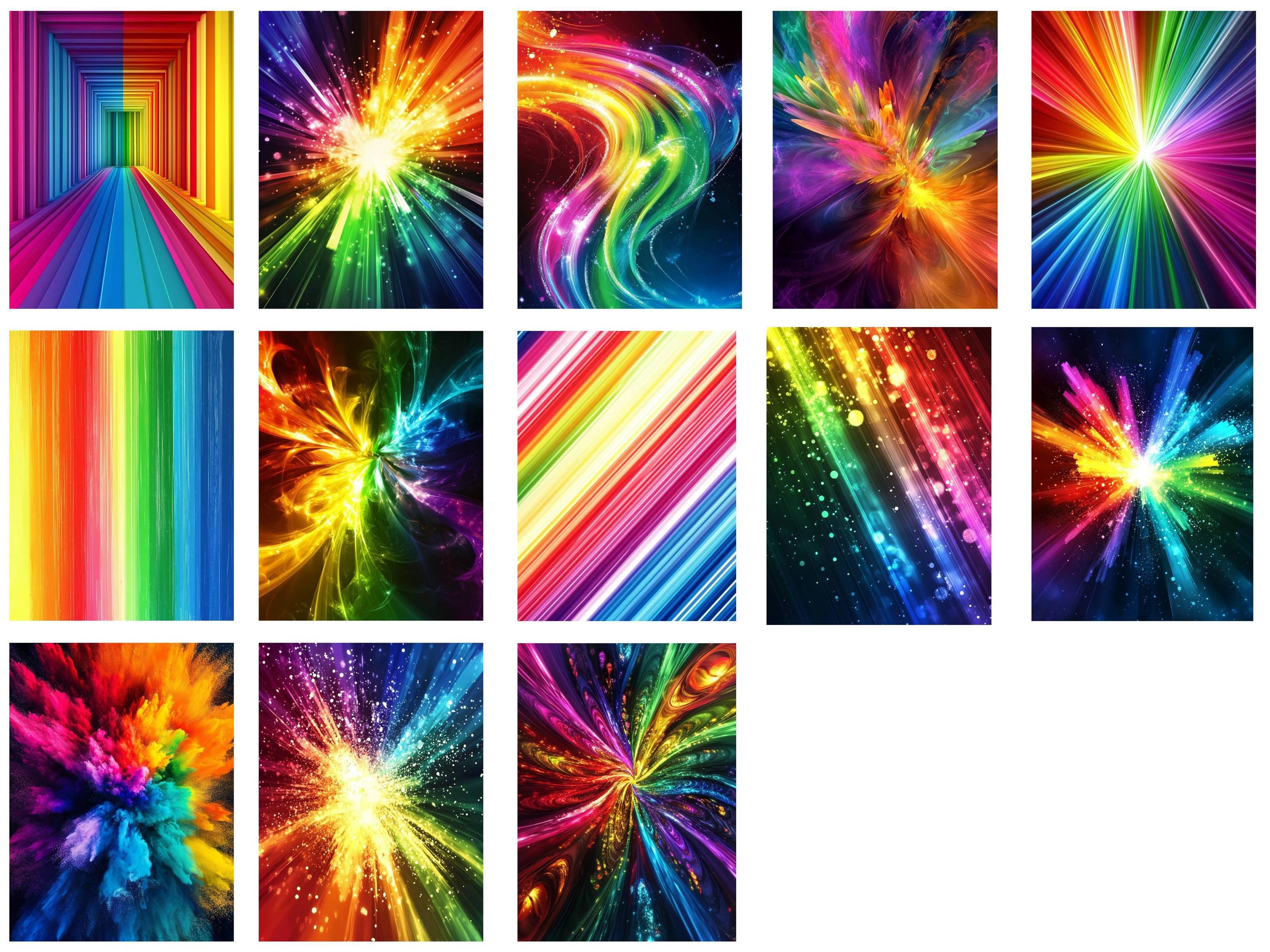 13 Rainbow Colors Digital Backdrops, Colorful Lights Virtual Background ...