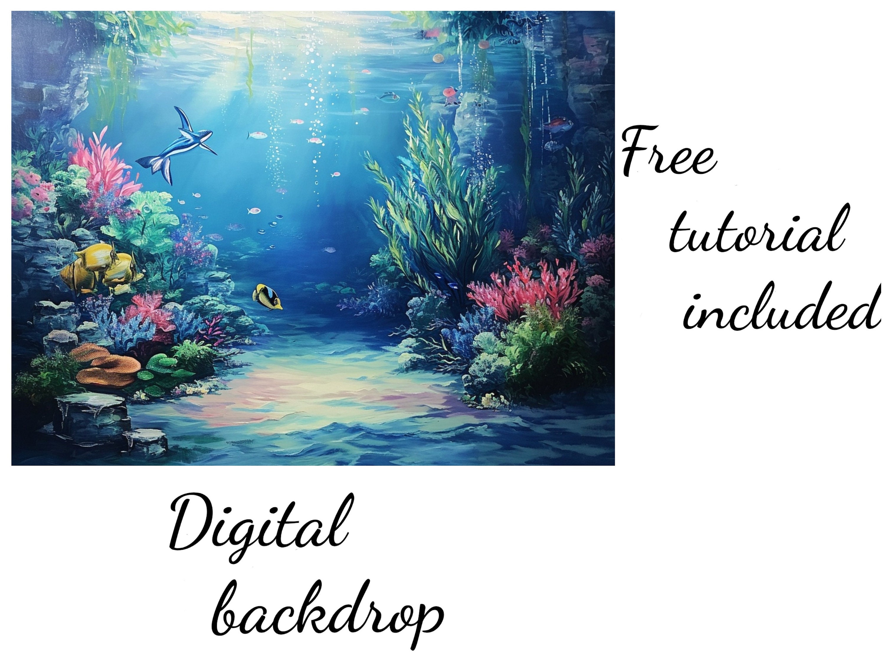 10 Ocean DIGITAL Backdrop, Fish Background, Mermaid Party Decor ...