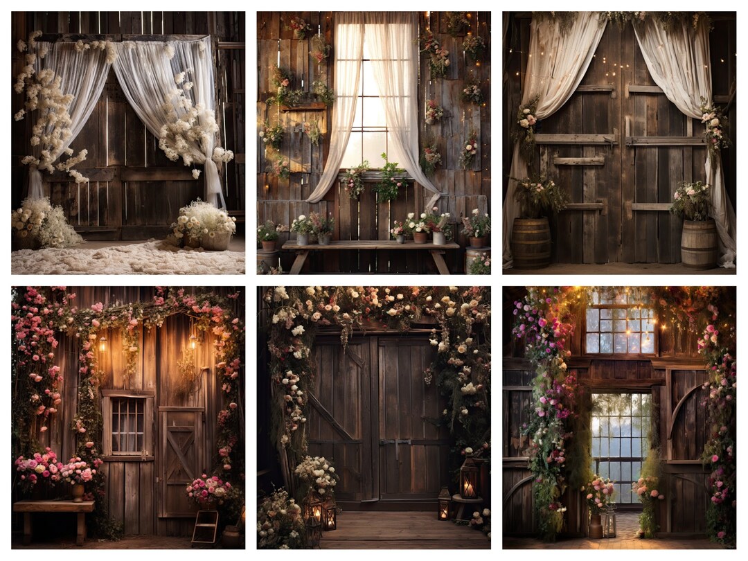 Wooden Rustic Barn Digital Backdrop, Boho Wedding, Western Wedding ...