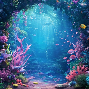 10 Ocean DIGITAL Backdrop, Fish Background, Mermaid Party Decor ...