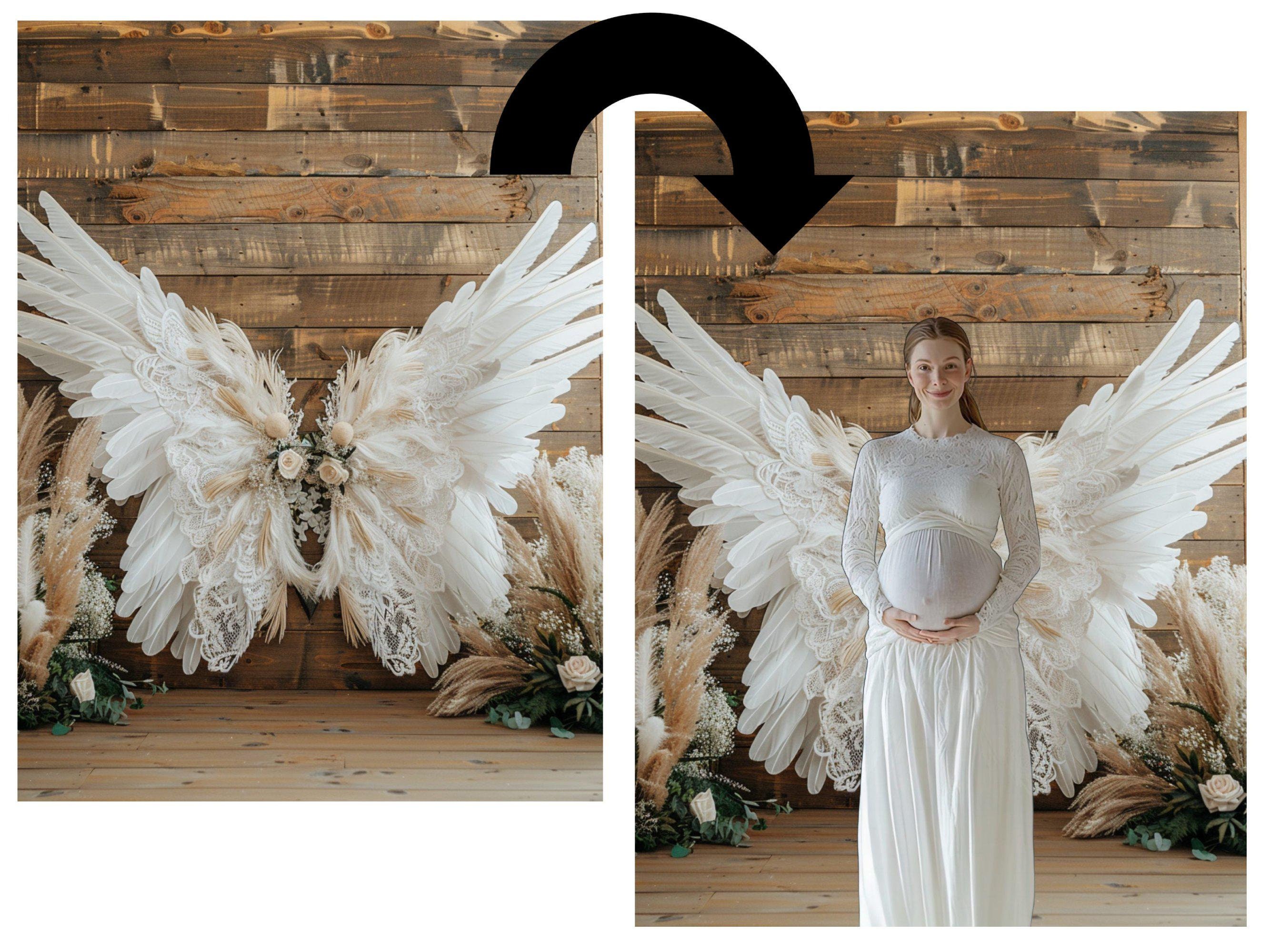 Maternity Boho Angel Wings Digital Backdrops, 8 Virtual Background ...