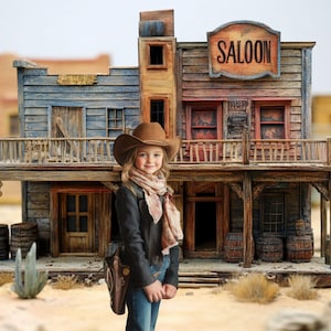 Western town digital backdrop, cowboy cowgirl wild west virtual background, photoshop overlay editing template, studio prop mockup