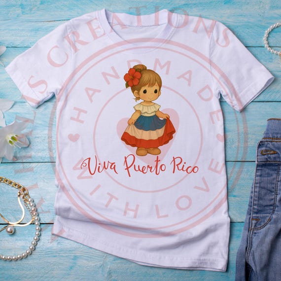 Viva Puerto Rico– Cute Precious Moments Style Puerto Rican design– Puerto Rican Girl Design – Spanish Heritage