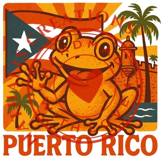 Vintage Puerto Rican Flag Coquí PNG | Boricua Digital Download | T-Shirt Sublimation Design | Festival Pride Print | DTF Print