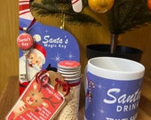 Gift Box for Christmas - Santa Key on door hanger, Reindeer Food, Santa's drink, and 4 ornaments. Generic and Custom