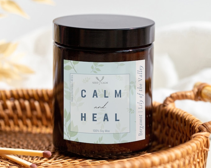 Calming Scented Candle | De-stress Aromatherapy Candle | Relaxing Scented Candle | Relaxation Candle | Mindfulness Candle | Soy Wax Candle