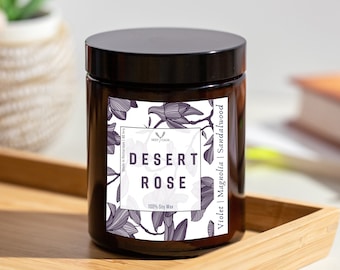 Desert Rose Soy Scented Candle | Soy Wax Candle | Floral Scented Candle | Unique Gift Idea For Her | Hygge Candle |  Vegan Candle | For Her