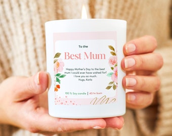 Gift for Mum | Mum Birthday Gift | Mother's Day Gift | Personalised Scented Candle | Mum Floral Gift | Soy Candle | Personalised Gift Mum