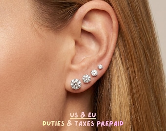 Titanium CZ Stud Earrings | Pure ASTM F136 Titanium | Hypoallergenic & Nickel-Free | 3–8mm Sparkly Studs for Sensitive Ears